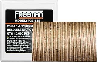 Freeman P23-112 Micro pinos sem cabeça colados com cola, calibre 23, calibre 23, 10.000 unidades, ideal para acabamento, armários, artesanato e molduras - P23-112