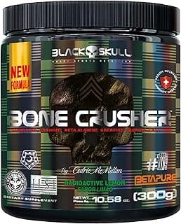 Pré-Treino Suplemento Alimentar Bone Crusher Black Skull 300g Sabor Lemon Radioactive