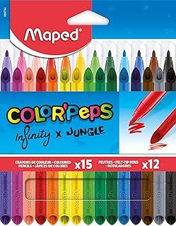 Kit Lápis de Cor ColorPeps Infinity, 15 Cores Hidrocor Jungle, Maped