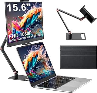 Monitor portátil, 15,6 "FHD 1080P IPS Laptop Extender de tela com suporte ajustável, USB-C HDMI tela portátil, Monitor portátil para laptop Mac PC Phone