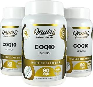 Kit 3 Coenzima Q10 200mg 60 cápsulas Suplemento Alimentar 3 Frascos Cápsulas CoQ10 200mg 180 unidades Qnutri