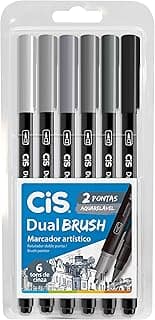 MARCADOR ARTISTICO, CIS, DUAL BRUSH 58.0303, CINZA, PACOTE COM 6 com 30.08% de desconto por R$ 34,75 na amazon