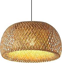 EKROTOK Luminária Teto Lustre Pendente Palha Madeira Vime Sala 38CM, 110-240V