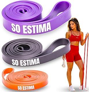 Super Band Faixa Elástica para Exercícios Kit 3 Intensidades de Resistência para Musculação Assistência Barra Fixa Agachamento Supino Treino Força em Casa ou Academia