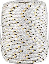 Vonder, Corda Multifilamento Trançada 12,0 Mm X 50 M, Branca Com Detalhes Em Preto E Amarelo.