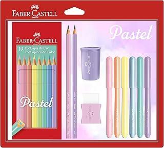 Kit Tons Pastel, Faber-Castell, KIT/PASTEL, Lápis de Cor + Canetinhas + Borracha + Apontador + Grafite