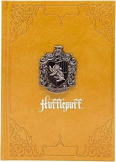 Zonacriativa - Caderno de Anotações Harry Potter Lufa-Lufa 21x15cm | Capa com aplique de brasão, ideal para anotações e estudos de magia e feitiços