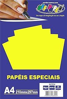 Papel A4 Neon Amarelo 180g. , Caixa com 20 Unidade, s, Off Paper, Multicor, 10422