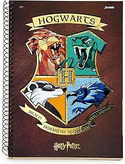 Caderno Espiral Univ CD 1 Matéria 96 Fls Harry Potter Hogwarts Marrom FSC - Jandaia