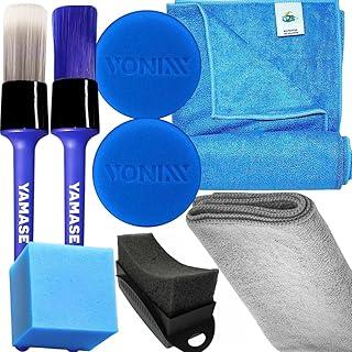 Kit Acessórios Para Detalhamento Automotivo Aplicador de Espuma Vonixx Pano Microfibra 40x40 Js Toalha Secagem 50x90 Js Pincel Yamase Aplicador de Pretinho Detailer