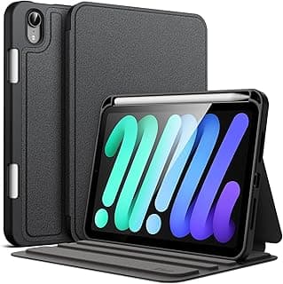 JETech Capa para iPad Mini (A17 Pro, 2024 Modelo, 7ª) / Mini 6 (2021 Modelo, 6ª) com Porta-Pencil, Case Protetora Slim Folio com Suporte para Tablet, Ativação/Repouso Automático (Preto)