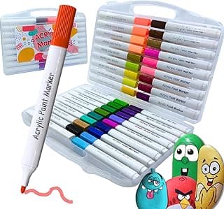 Conjunto de Marcadores de Tinta Acrílica Triangular, Canetinhas Acrílica para Artesanato, Caneta Acrílica para Pintura em Pedras, Madeira, Tela, Vidro e Cerâmica para Crianças e Adultos (36 Cores) com 25.24% de desconto por R$ 47,40 na amazon