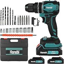 Furadeira Parafusadeira Brushless 21V 2 Baterias 2mAh Maleta de Transporte Acessórios Hanabi