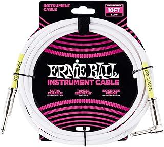 Ernie Ball Instrument Cable, Straight/Angle, 10ft, White (P06049)