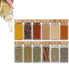 Kit 12 Pote Porta Tempero de Vidro Tampa de Bambu Organizador Tempero Luxo 120ml Transparente