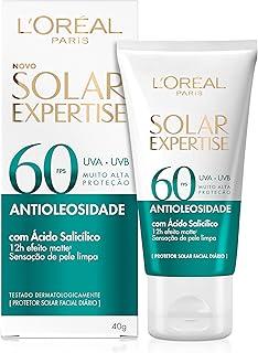 Protetor Solar Facial Antioleosidade FPS60, Controle de Oleosidade por 12h, Efeito Matte Sem Cor, Solar Expertise L'Oreal Paris, 40g
