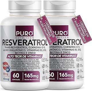 Kit 2 Resveratrol Trans 165 mg Puro Nutrition + Coenzima Q10, Ácido Hialurônico