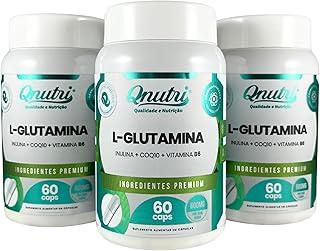 Kit 3x L-Glutamina Qnutri Suplemento Natural Aminoácidos 60 cápsulas