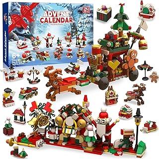 Blocos de Montar Infantil, Kit de Blocos de Montar com 24 Surpresas, Papai Noel, Trenó e Decoração, Presente para Crianças e Adultos, 413 Peças