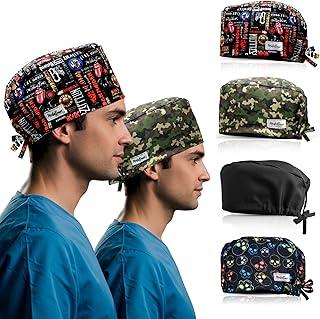 Matellassê - Kit com 4 Toucas Masculinas de tecido não descartável Profissional - Uniforme Enfermagem, Anestesia, Medicina, Odontologia