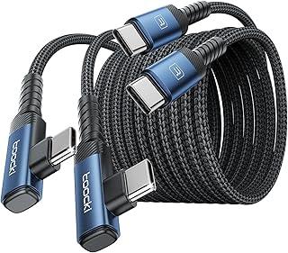 Cabo Toocki Elbow 90 Graus USB C 60W 6A com Carregamento Super Rápido - Compatível com Android, IPhone 15 e MacBook (Azul, 1 Metro)