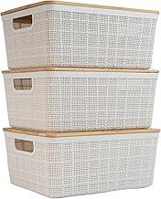 Oikos - Kit 3 Caixas Organizadoras 4L Branca com Tampa de Bambu