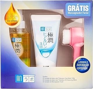 Kit Dupla Limpeza com Massageador Facial - Hada Labo® Cleansing Oil 200ml + Gokujyun Face wash 100g Limpeza Facial Profunda e Gentil - Remove Maquiagem e Hidrata a pele