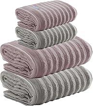 Altihaus Jogo de Toalhas Aura 4 Peças 100% Algodão, Gramatura 520g/m² e 500g/m², Fio Penteado, Banho/Rosto, Alta Absorção e Maciez (Rose/Bege)