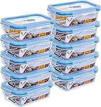 GATO PANDA Potes de Vidro Retangulares com Tampa Hermética, 640ml, Vidro Borossilicato, Kit com 4, 5, 6, 10 ou 12 Unidades (Azul)