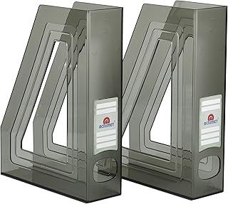 Acrimet Porta Revistas Classic Line – Organizador para Estantes, Armários e Prateleiras, Cor Fumê, 2 Peças, 277.1