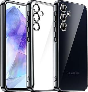 JETech Capa Claro Macia para Samsung Galaxy A55 5G 6,6 Polegadas, Case Proteção Total da Lente da Câmera, Capinha de Telefone TPU Galvanizada à Prova de Choque (Preto)