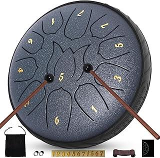 VEDO Tambor de Chuva 6 Polegadas 11 Notas Azul Marinho - Instrumento Percussão Aço Carbono com Partitura Baquetas Bolsa Presente para Meditação Yoga Educação Musical Infantil e Terapia Sonora