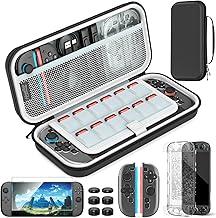 HEYSTOP Capa para Case Switch Compatível com Switch 2 Case Kit de Acessórios 9 em 1 com Estojo de Transporte Capa Protetora Acoplável Protetor de Tela HD e 6 Capas para Apoio de Polegar
