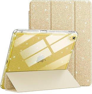 JETech Capa Glitter para iPad (A16) 11ª/10ª Geração (2025/2022) com Porta-Pencil, Case Fina e Fofa para Crianças e Meninas, Concha Traseira Transparente e Brilhante (Ouro)