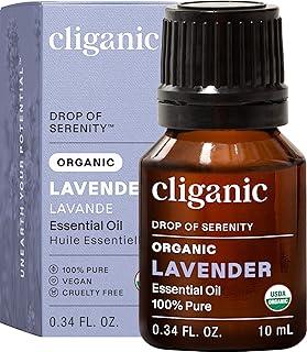 Cliganic Organic Lavender Essential Oils, 0.33 oz - USDA Certified 100 Percent Pure, Single Ingredient Diffuser Oil, No Synthetic Additives - Multipurpose Use for Aromatherapy