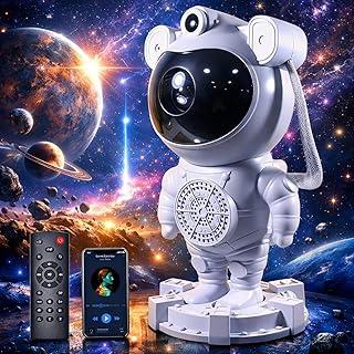 Projetor Astronauta Com Som Bluetooth Robô Luminária De Estrelas Nebulosas Galaxias Lua Luz Noturna para Quarto Controle Remoto Função Temporizador (Galáxias e Estrelas)