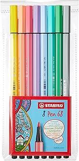 Caneta Hidrográfica Premium – STABILO Pen 68 – Estojo com 8 unidades – Em 8 cores pasteis