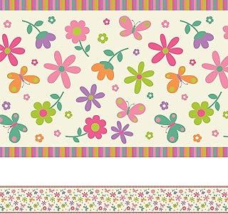 Faixa Decorativa Adesiva Infantil Flores Borboletas 5mx10cm
