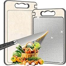 2 em 1 Tábua de Corte para Cozinha - Tabua de Corte Inox Dupla Face, Tábua para Corte com Alça Tabua de Carne para Cortar Legumes, Carne, Frutas