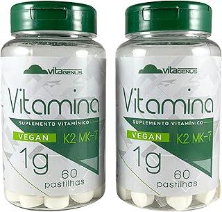 Kit 2x Vitamina K2 MK-7 60 Comprimidos Vitamina K2 MK7 Suplemento em Comprimidos VitaGenus