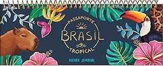 Jandaia - Agenda Semanal Permanente 300X115mm Capa Dura 104Pgs Passaporte Brasil 2025 Fundo Azul