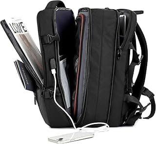 IceSelect Mochila de Viagem Expansivel Grande Masculina Feminina,Mochila Avião para Notebook 17,Executiva,Antifurto,Reforçada,USB,Impermeável,Escolar,Faculdade,Trabalho,Presente