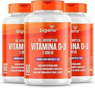 Vitamina D3 2000ui e Óleo Tcm (mct), Biogens, Kit 3x 60 cápsulas
