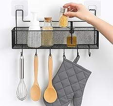 Prateleira Organizadora Suspensa Sem Furos Adesiva | Para Banheiro, Cozinha e Escritório | Cesto Aramado Multiuso Preto com Ganchos | Rack Parede Versátil