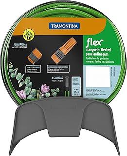 MANGUEIRA JARDIM FLEX ESPECIAL LISTRADA EM PVC, COM SUPORTE E ENGATES PLAST, COM 15 METROS
