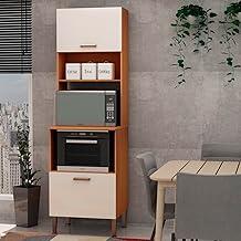 Armário para Cozinha Torre Forno e Microondas 100% Mdf Freijó/Branco