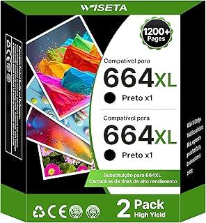 WISETA Cartucho de Tinta Compatível com HP 664 664XL Compatível com DeskJet Ink Advantage 1115 1118 2135 3775 3776 3835 3838 4535 4675 5275 (2 Preto)