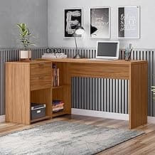 Mesa de Escritório em L 2 Gavetas 3 Nichos Office Nt 2060 Freijó Trend