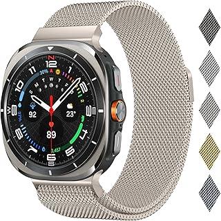 Pulseira de aço inoxidável compatível com Samsung Galaxy Watch Ultra de 47 mm, fecho magnético, pulseira de malha de metal para Samsung Galaxy Watch Ultra, masculina e feminina