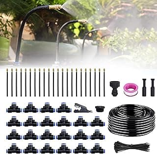 kit Irrigação por Gotejamento Ajustável em 360°, Sistema de Irrigação para Jardim de 20 metros com 22 Bicos, Ideal para Jardins e Estufas